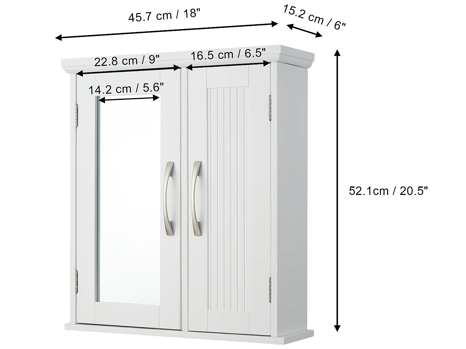 Salle de bain en bois  - Armoire à pharmacie avec miroir et étagères réglables