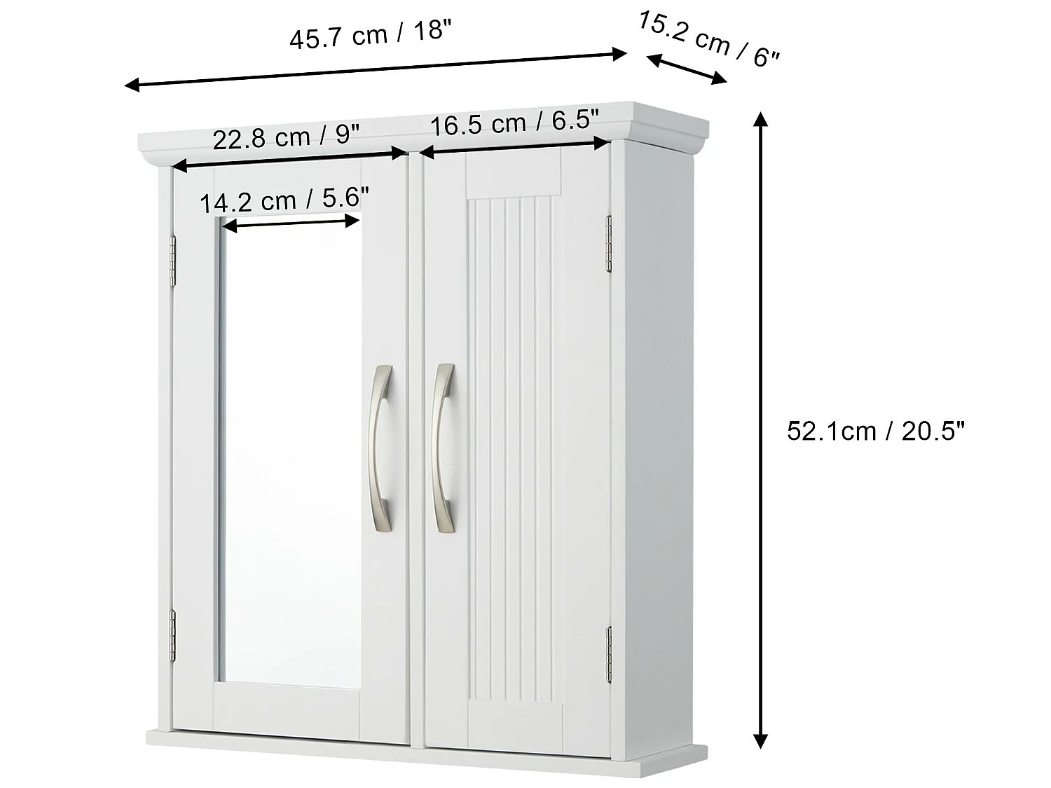 Salle de bain en bois  - Armoire à pharmacie avec miroir et étagères réglables