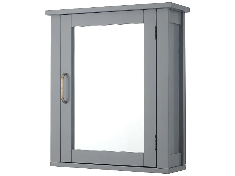 Teamson Home Badezimmermöbel aus Holz an der Wand verspiegelter Medizinschrank mit verstellbarem Regal Grau EHF-F0021