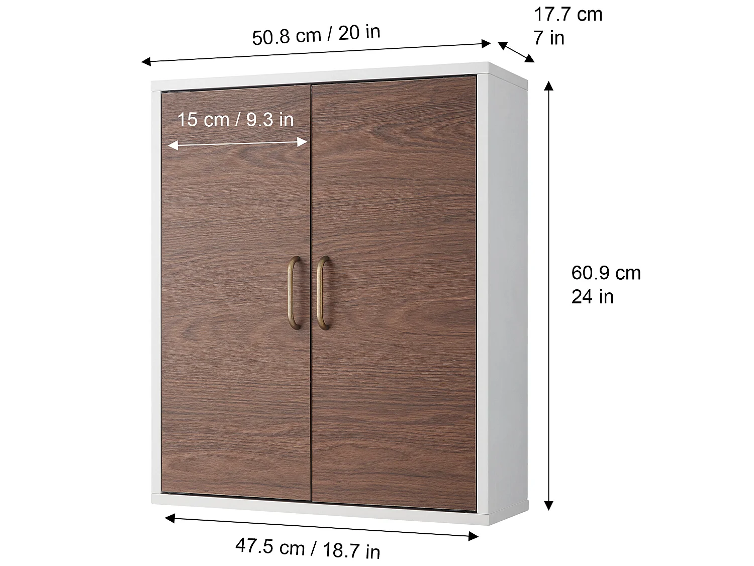 Armoire de toilette placard mural de salle de bain en bois marron / blanc Tyler