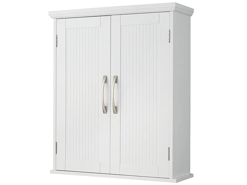 Teamson Home Armadietto per medicinali da parete in legno per bagno con ripiani regolabili Bianco EHF-F0007