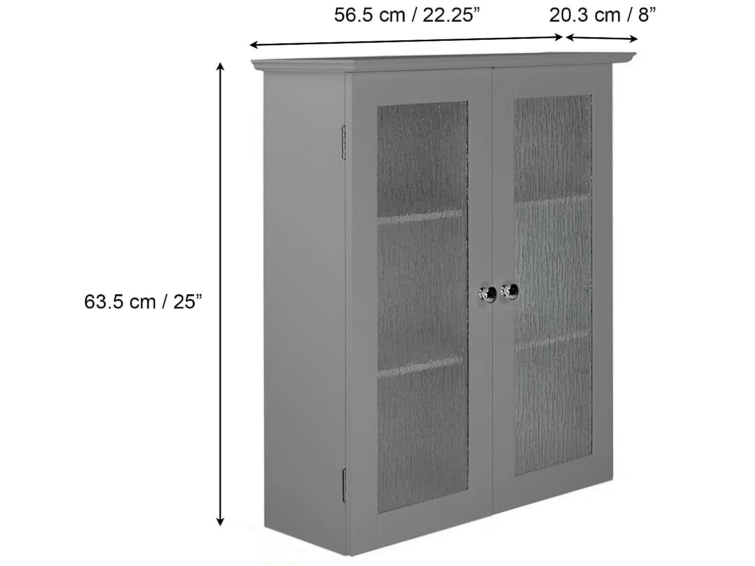 Teamson Home Connor Arredo Bagno Pensile 2 Porte In Vetro Grigio EHF-581G