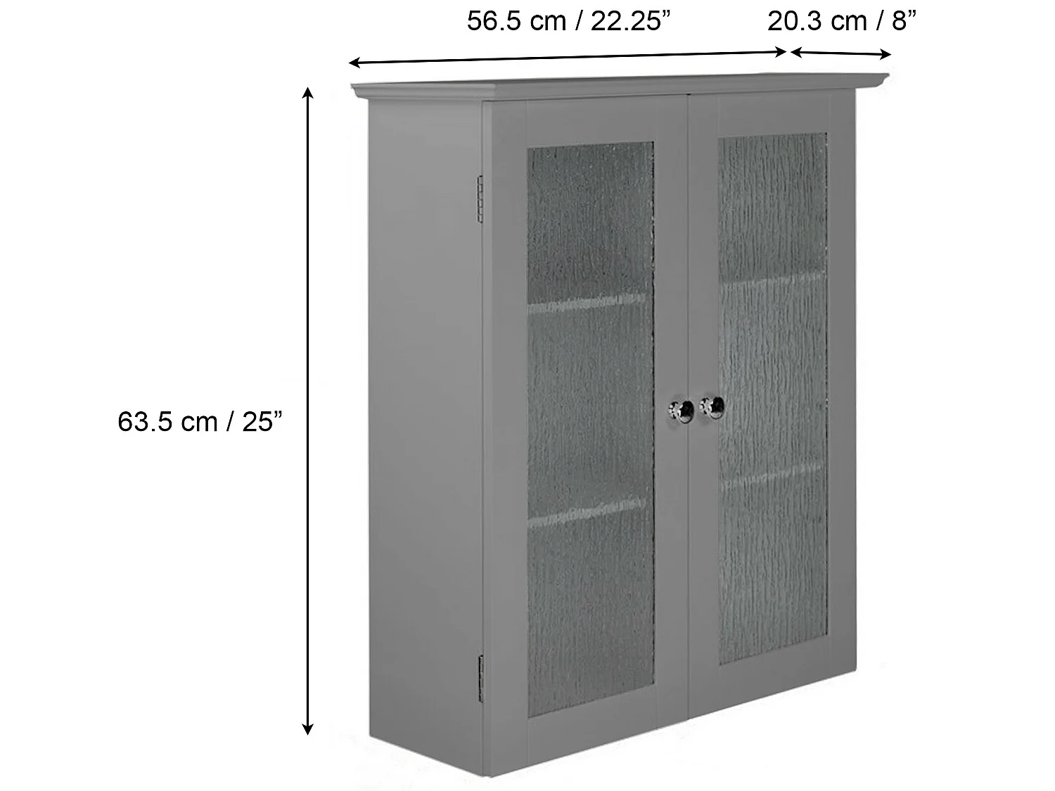 Teamson Home Connor Arredo Bagno Pensile 2 Porte In Vetro Grigio EHF-581G