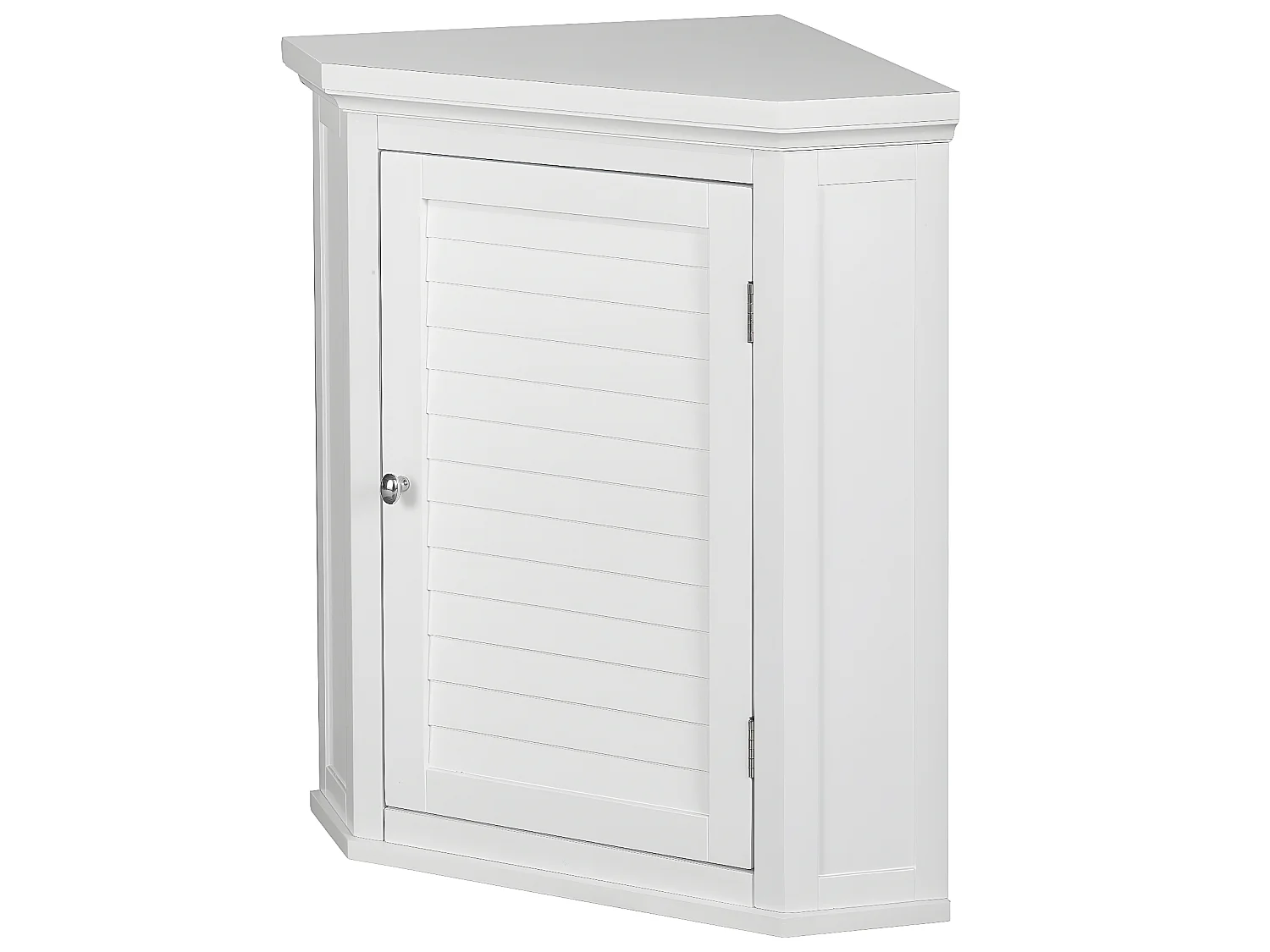 Teamson Home Badkamerkast - Glancy Houten Muurbevestiging Hoekkast Met Deur en Planken - Wit