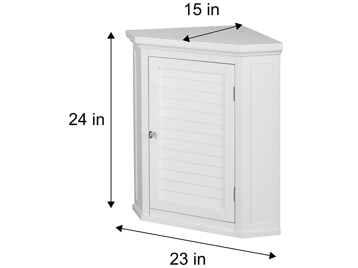 Teamson Home Badkamerkast - Glancy Houten Muurbevestiging Hoekkast Met Deur en Planken - Wit