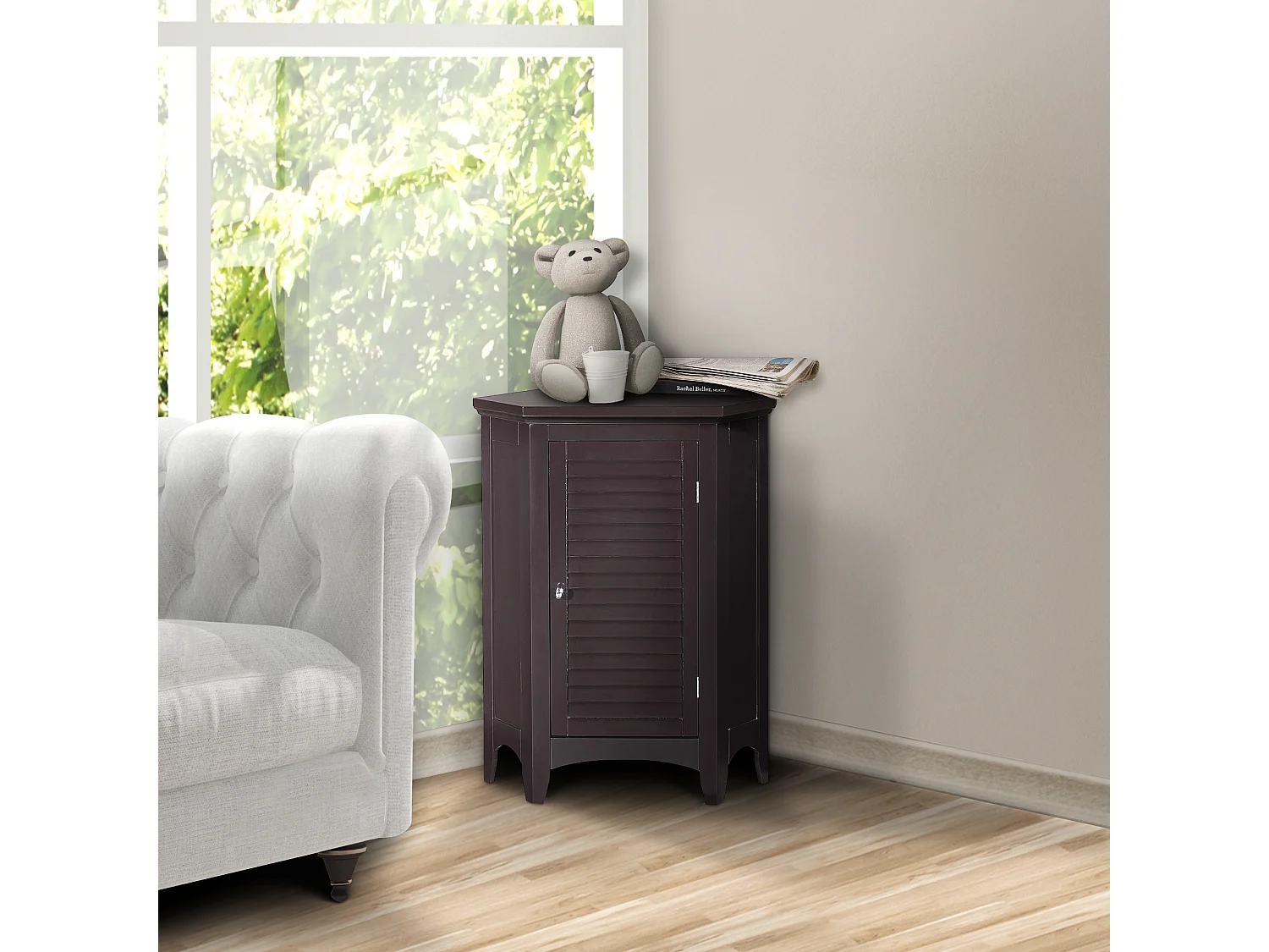 Placard mural d'angle salle de bain Ethan marron foncé Teamson Home