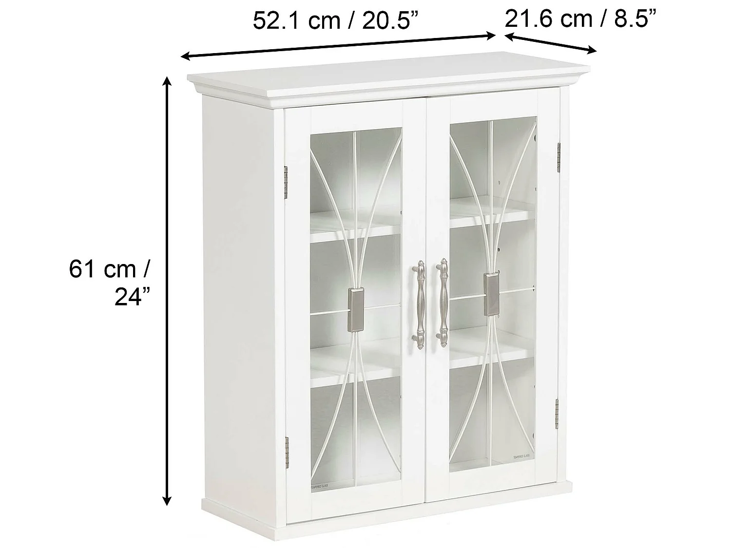 Teamson Home Badkamerkast - Delaney Muurbevestiging Houten Kastje Met 2 Deuren en Planken - Wit