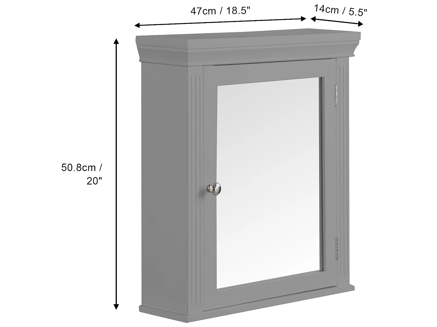 Armoire de toilette murale salle de bain bois avec miroir gris Stratford