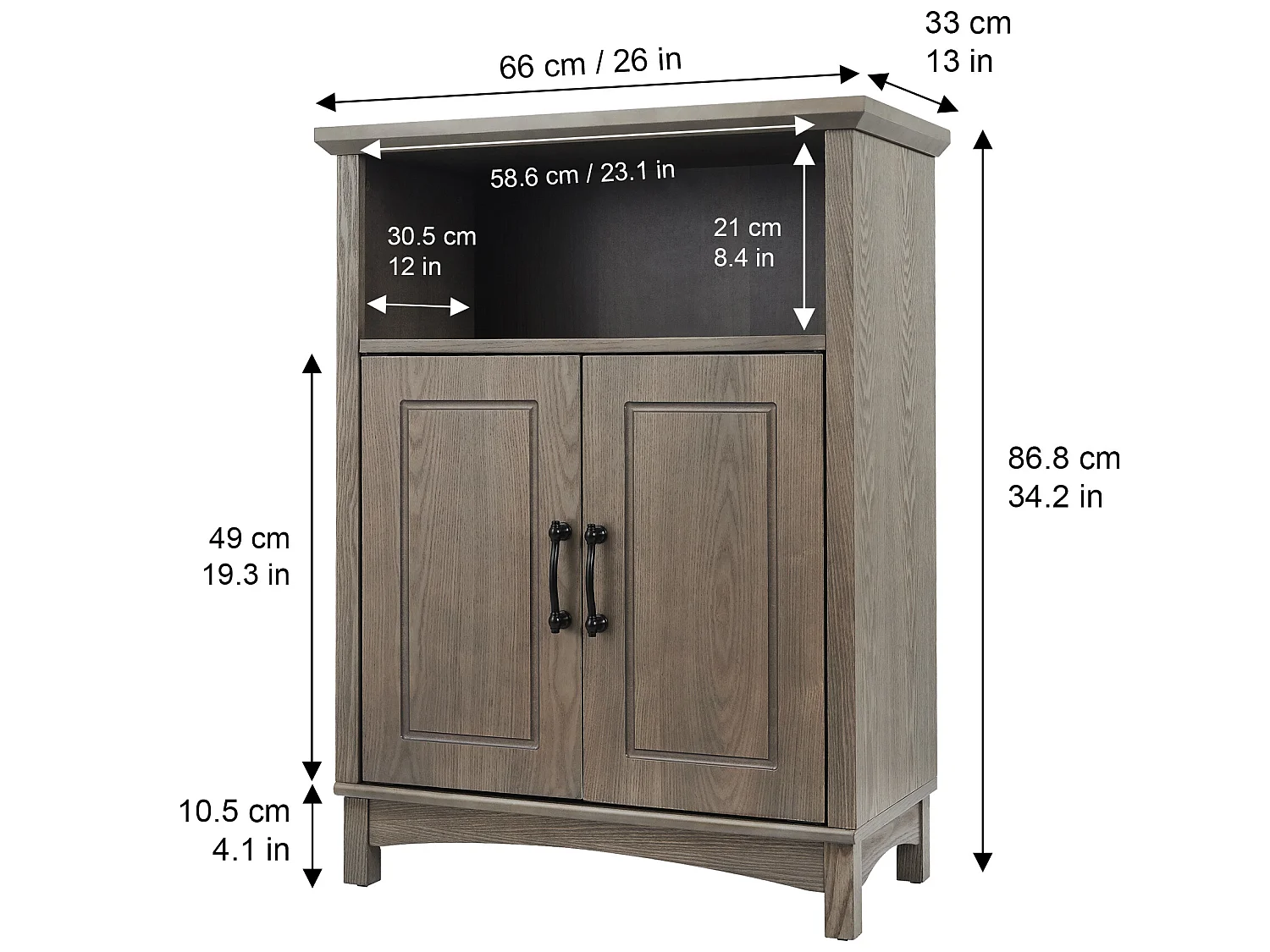 Teamson Home Russell Farmhouse Armoire de sol en bois Chêne salé