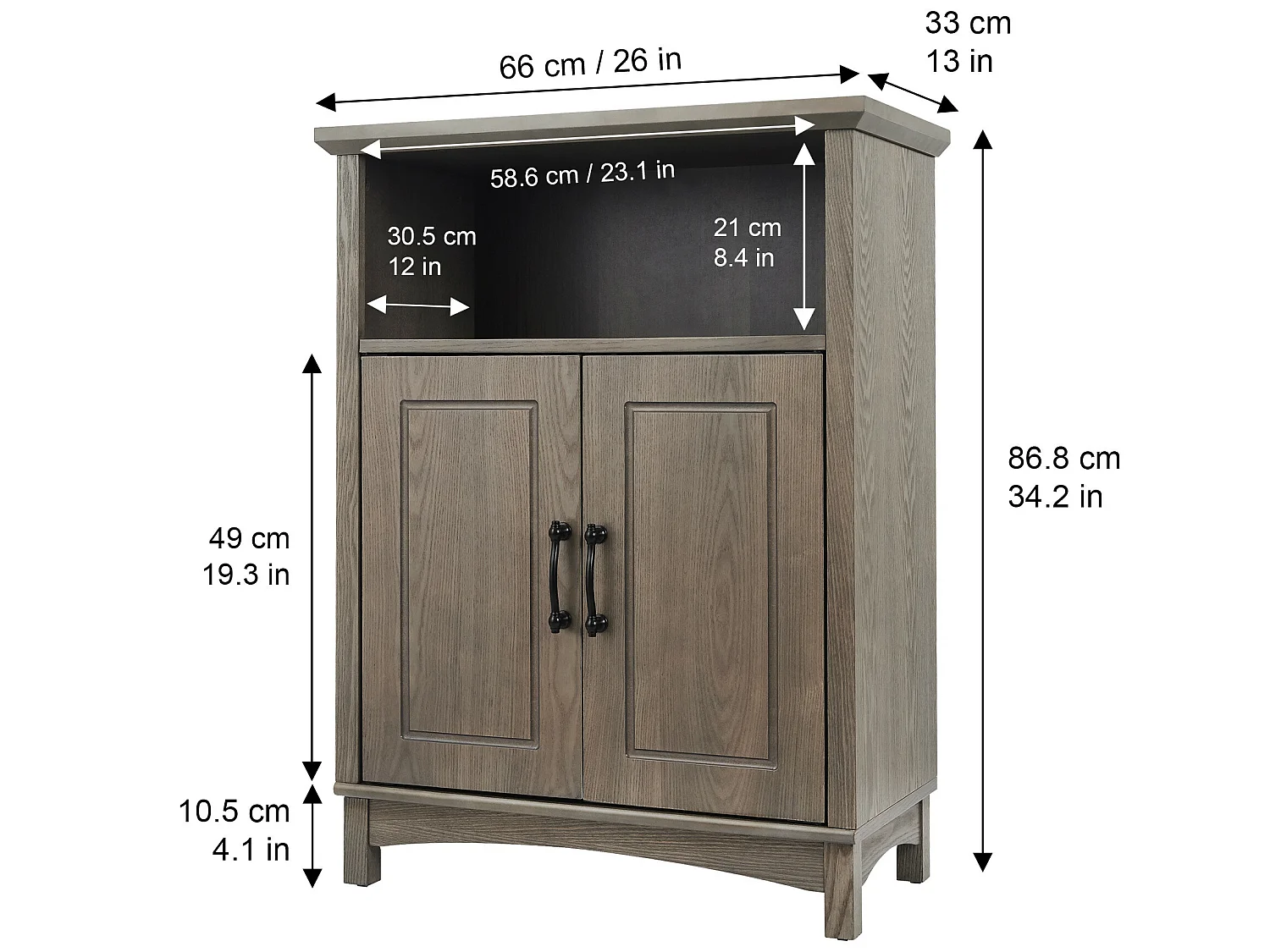 Teamson Home Russell Farmhouse Armoire de sol en bois Chêne salé