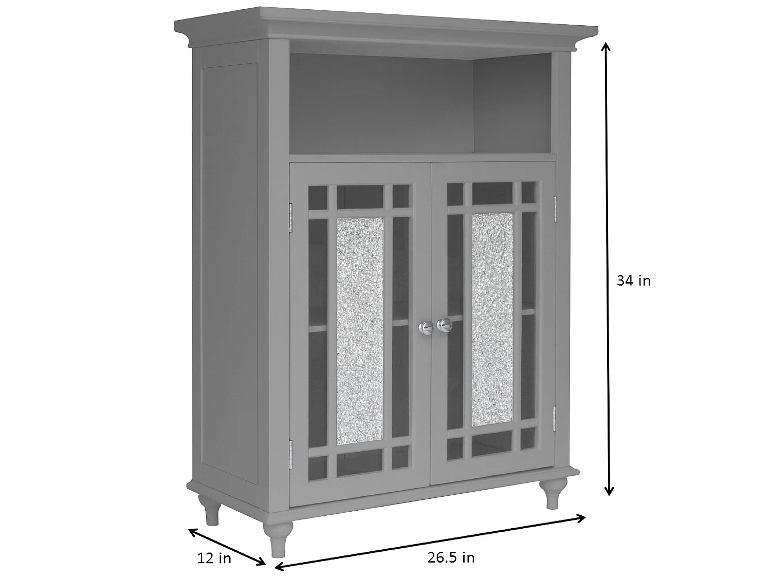 Teamson Home Badezimmer Windsor Doppeltür Freistehender Schrank Grau EHF-529G