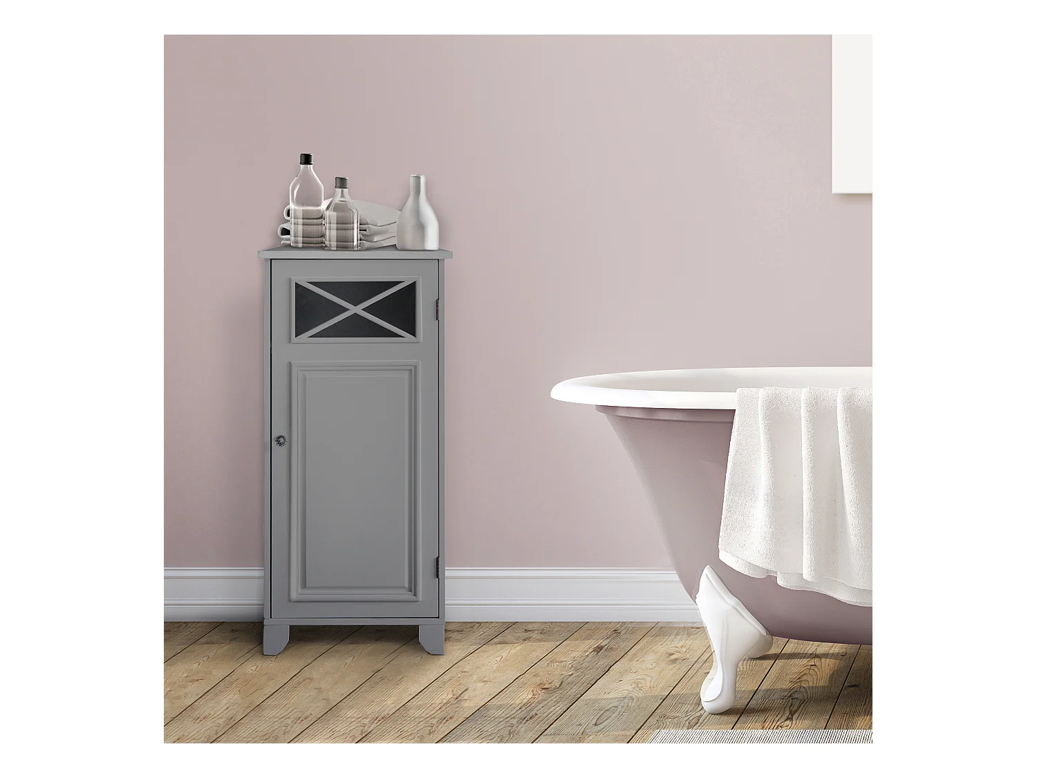 Teamson Home Armoire De Plancher Dawson Avec 1 Porte Gris EHF-6834G