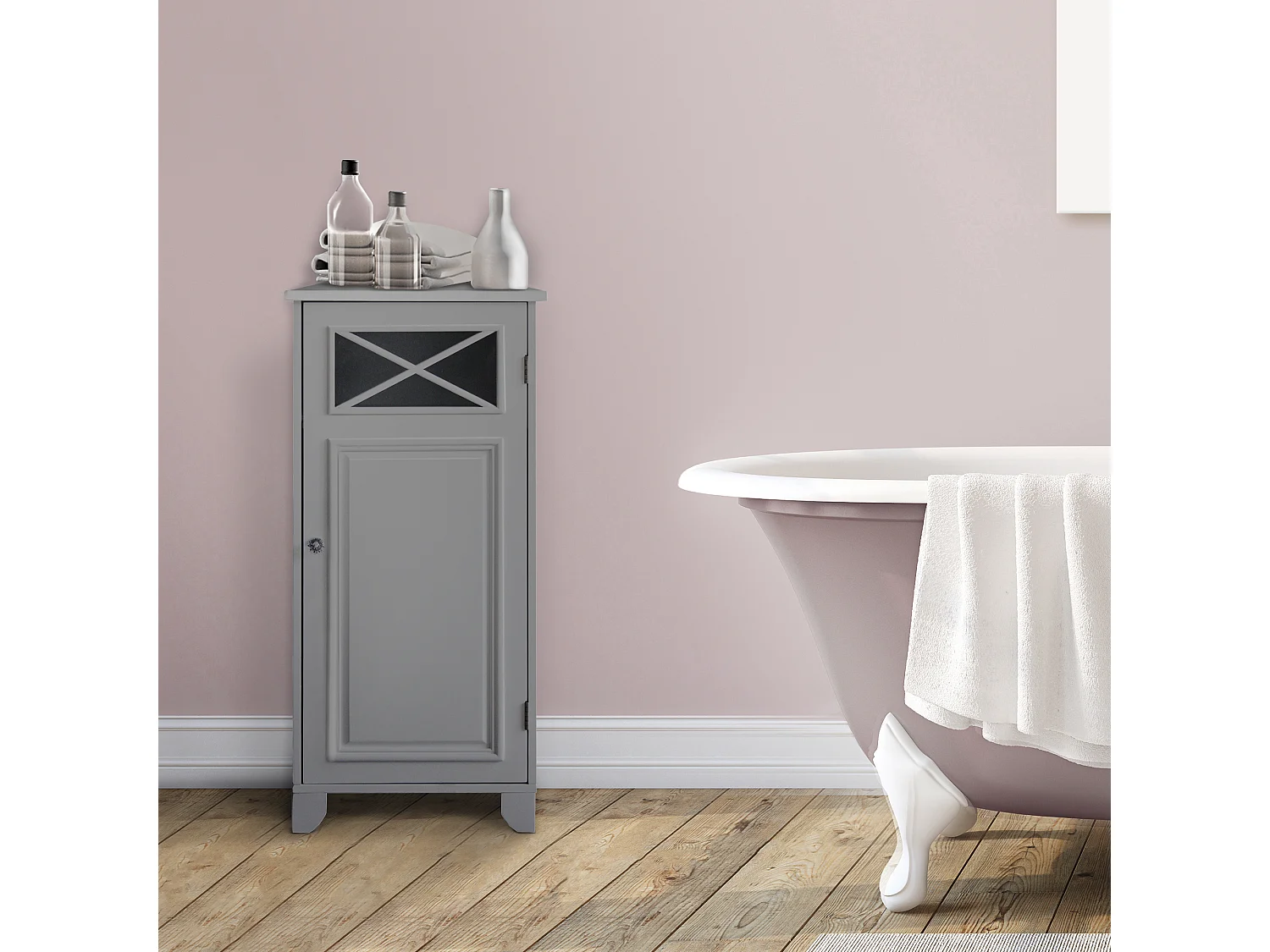 Teamson Home Armoire De Plancher Dawson Avec 1 Porte Gris EHF-6834G