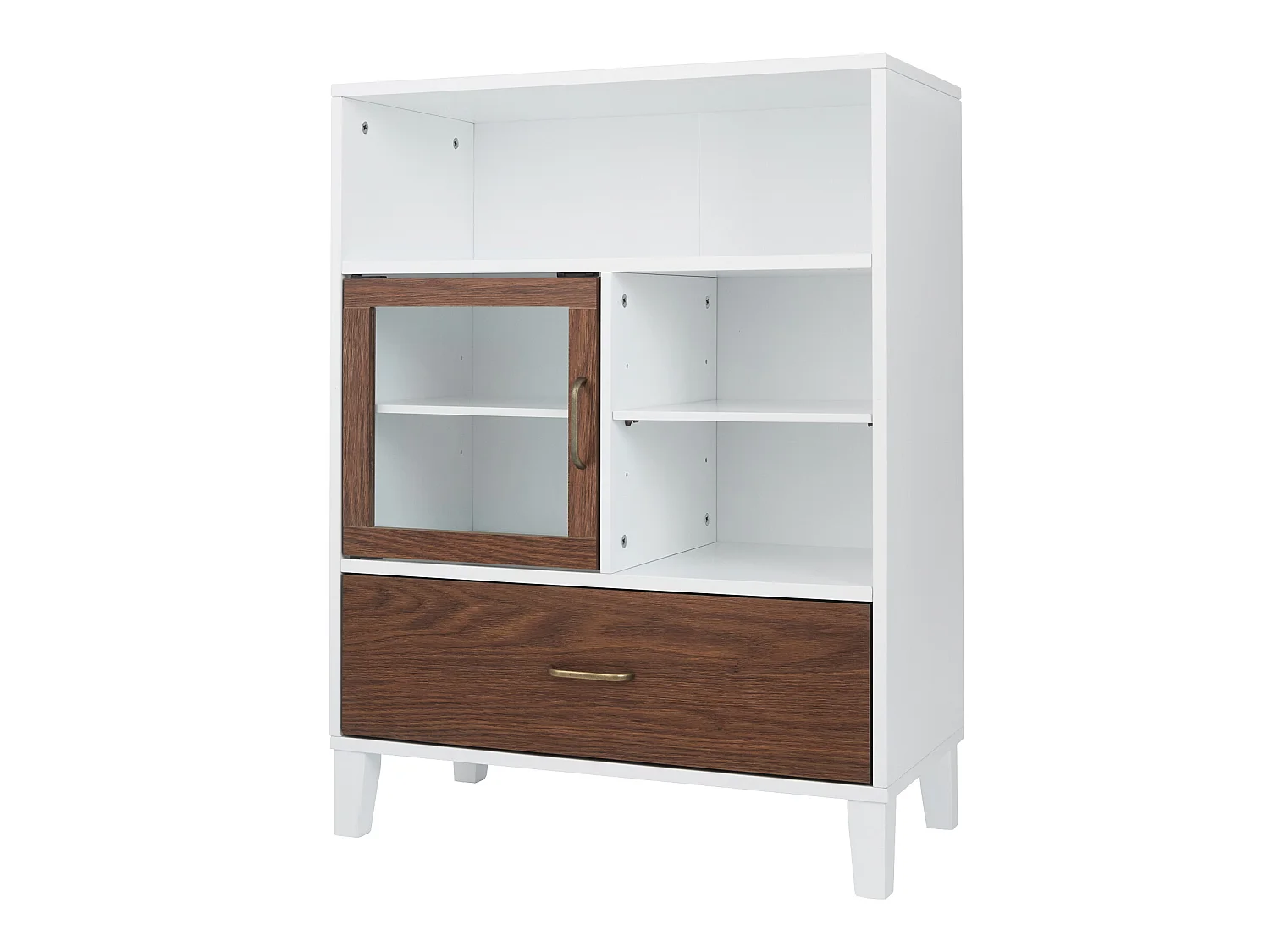 Teamson Home Tyler Armoire de rangement moderne au sol en bois Noyer/Blanc