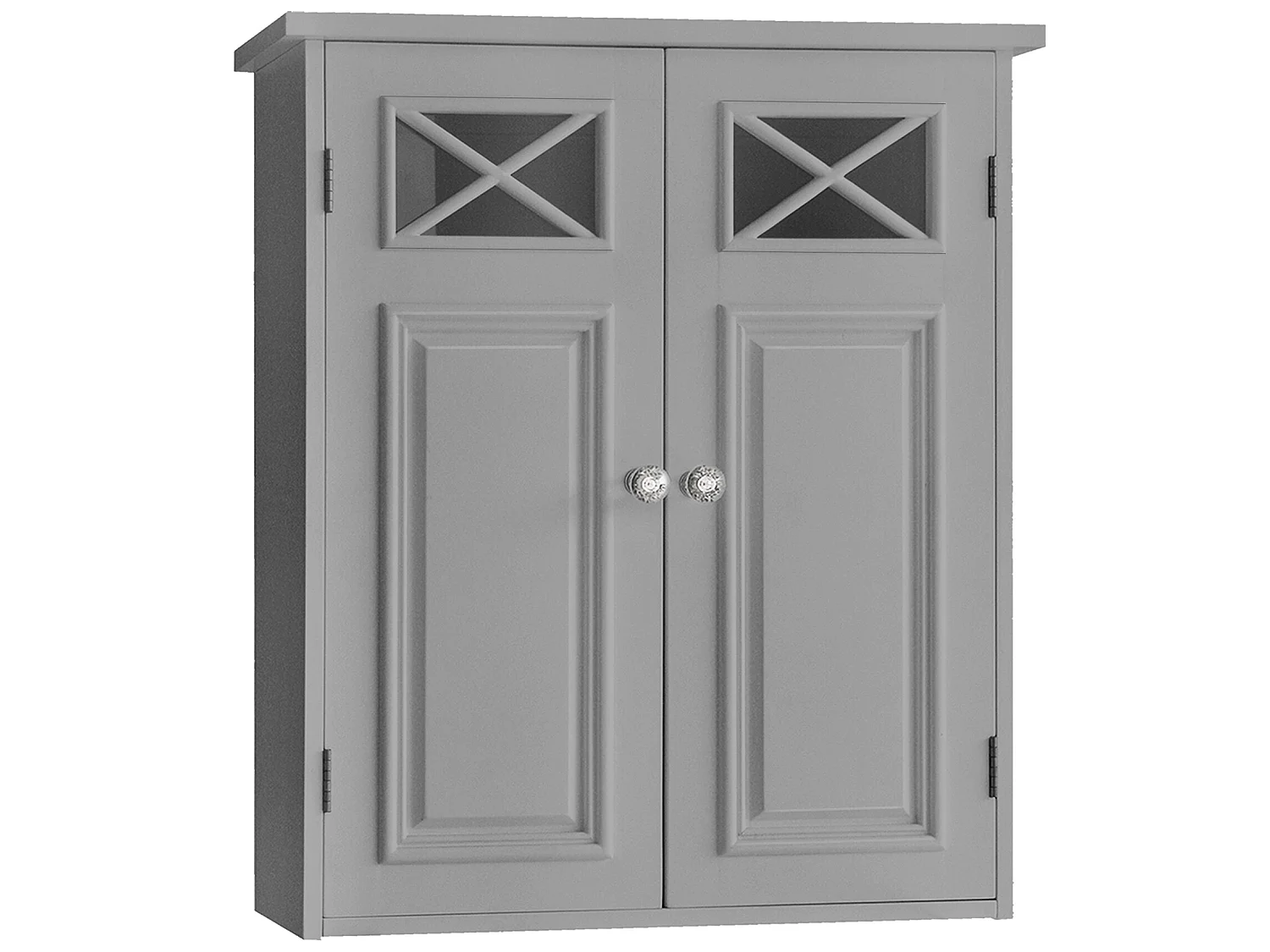 Teamson Home Badkamerkast - Dawson Muurbevestiging Houten Kastje Met 2 Deuren en Plank - Grijs