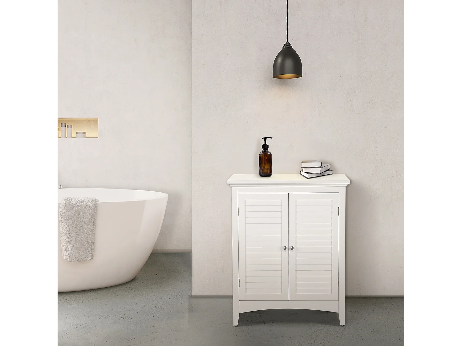 Meuble bas de rangement commode salle de bain Glancy blanc Teamson Home ELG-585