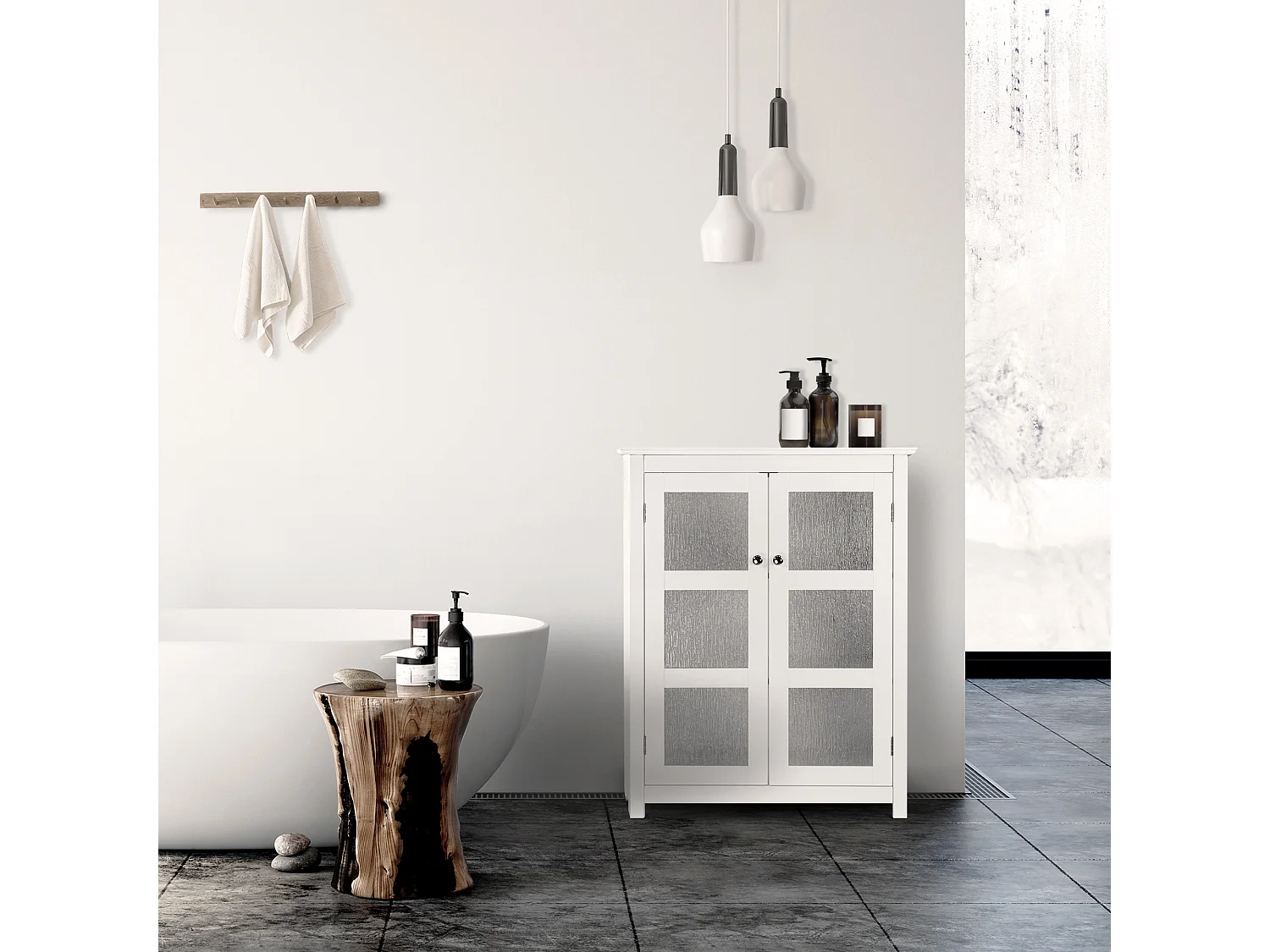 Meuble bas de rangement de salle de bain blanc Connor Teamson Home ELG-580