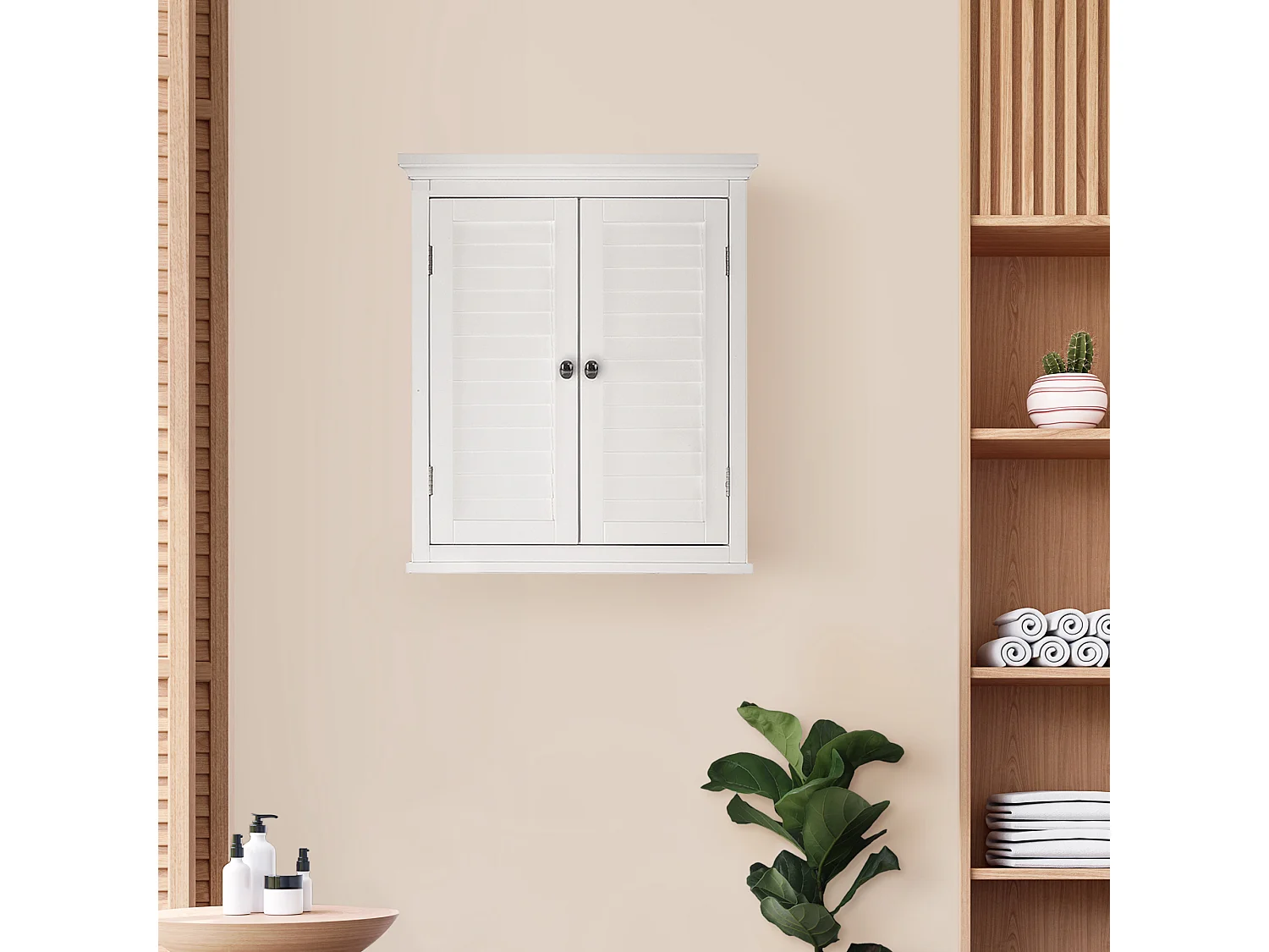 Teamson Home Mobile Del Bagno Parete Legno Bianco Doppia Porta ELG-583