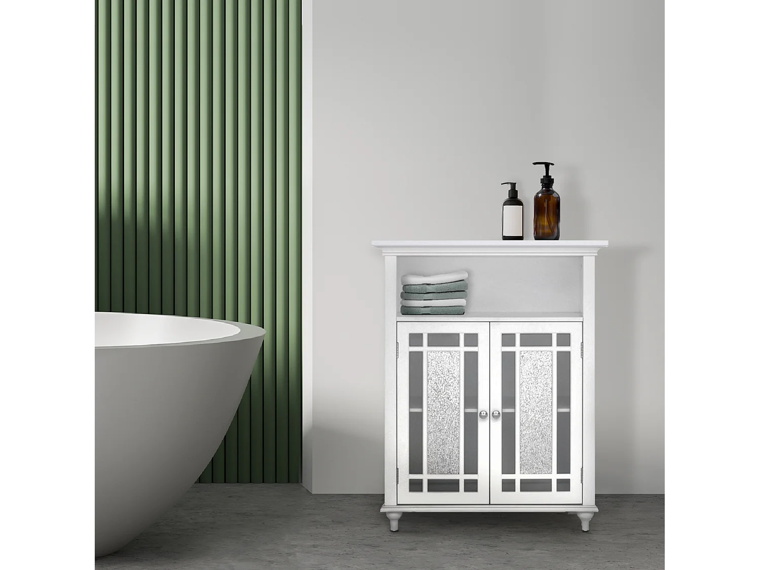 Placard de rangement meuble bas de salle de bain blanc Windsor Teamson Home