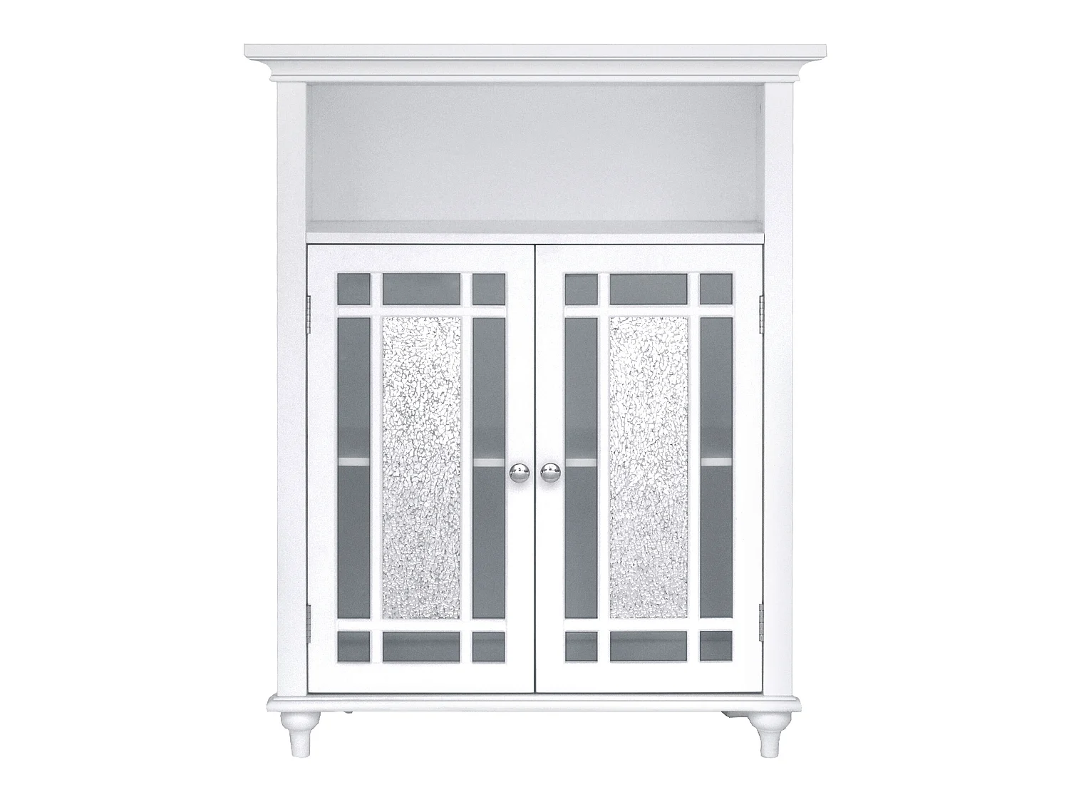 Teamson Home Badkamerkast - Windsor Houten Staande Kastje Met 2 Glas Mozaïek Deuren en Plank- Wit