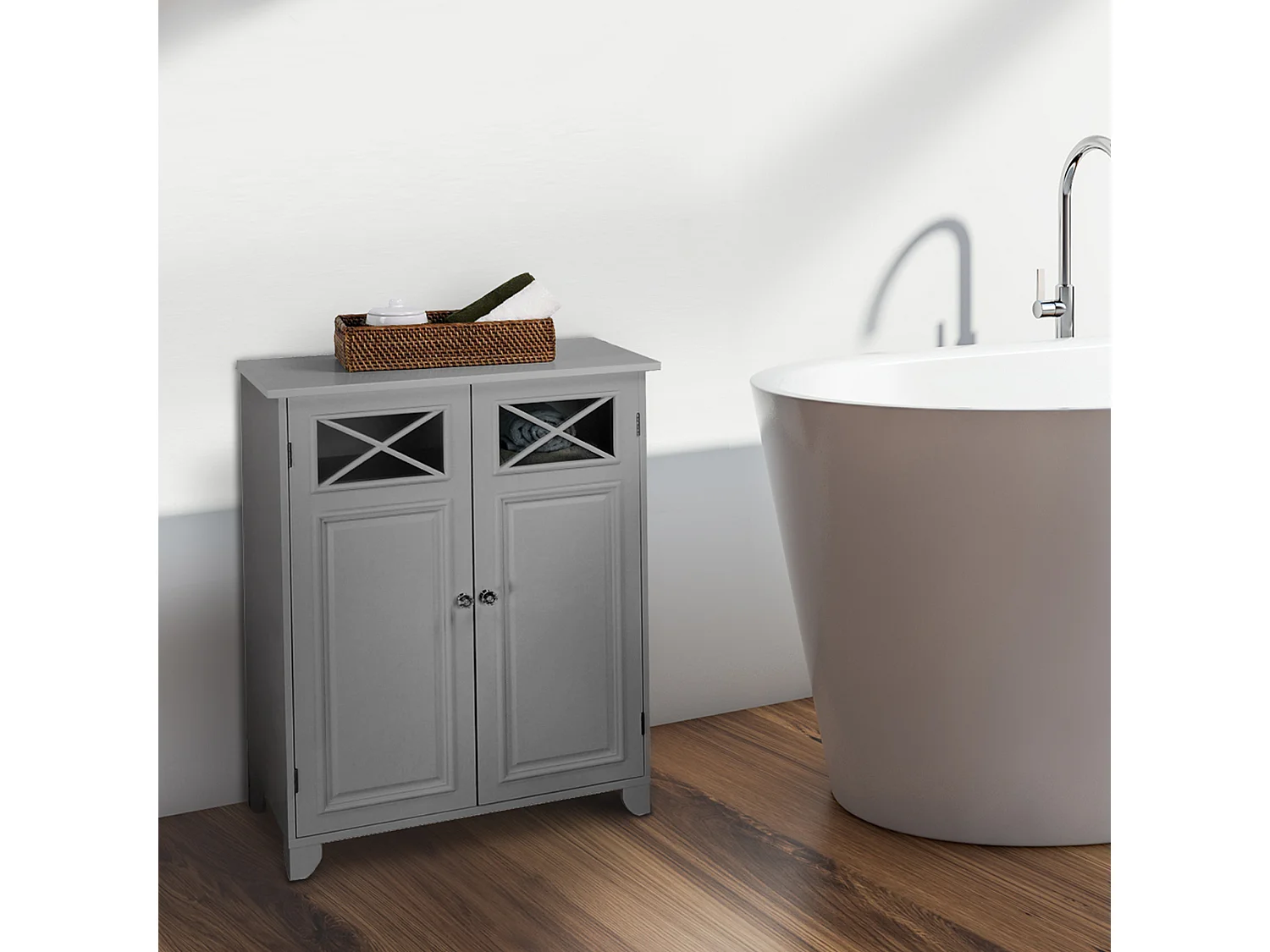 Teamson Home Salle De Bain Dawson Armoire Autoportante En Bois Gris EHF-6841G