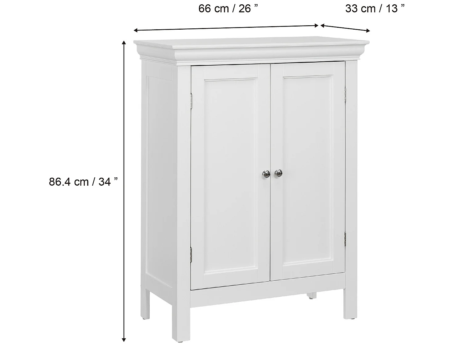 Meuble de salle de bain rangement blanc avec 2 étagères porte Stratford