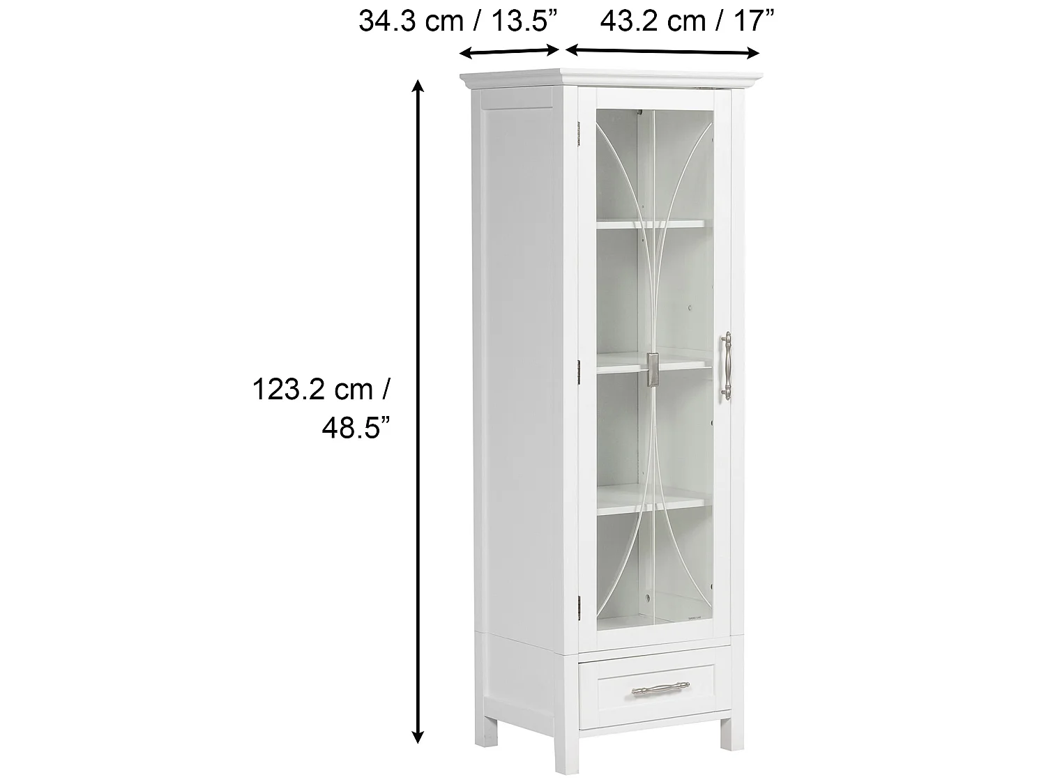 Delaney -Leinenschrank mit 1 Tür und 1 untere Schublade