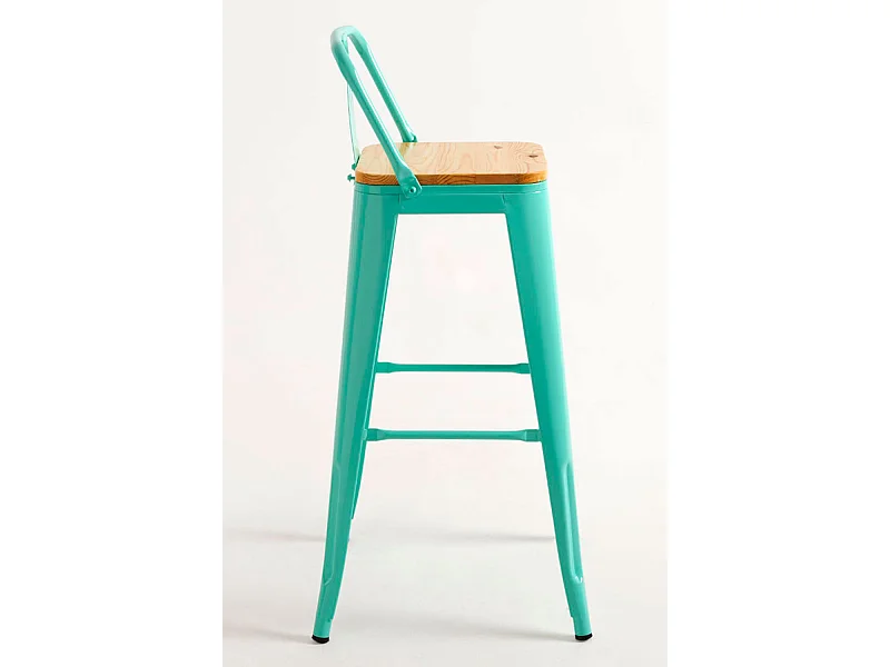 Taburetes Altos - Taburete Torix Respaldo Madera Natural - Verde menta