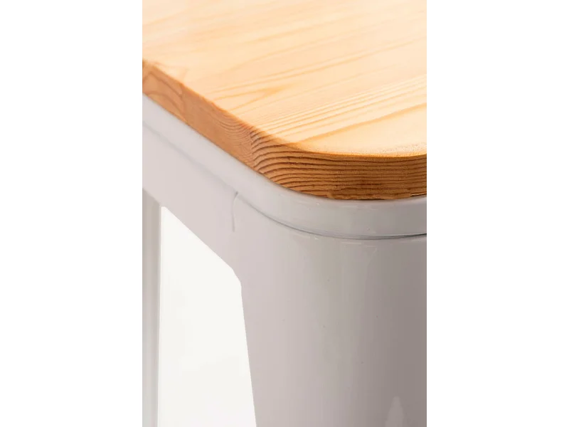 Taburetes Altos - Taburete Torix Respaldo Madera Natural - Blanco