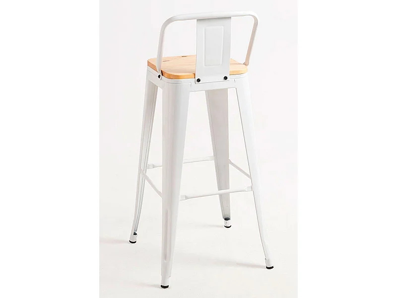 Taburetes Altos - Taburete Torix Respaldo Madera Natural - Blanco