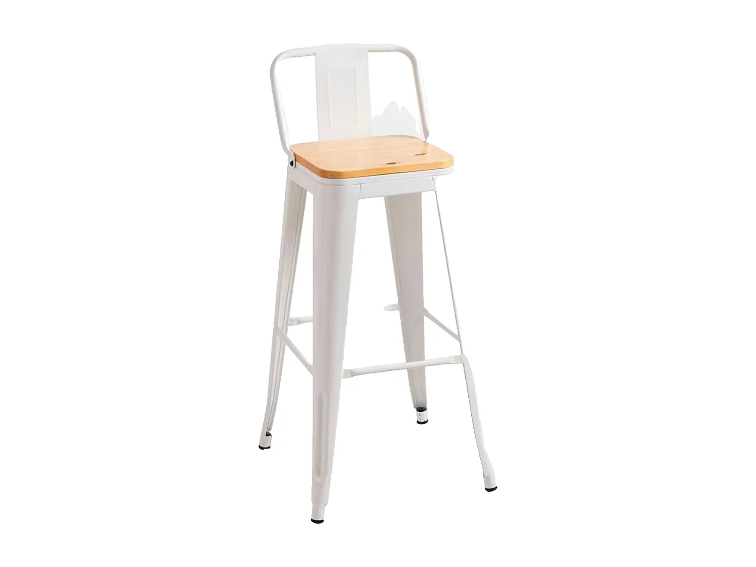 Taburetes Altos - Taburete Torix Respaldo Madera Natural - Blanco
