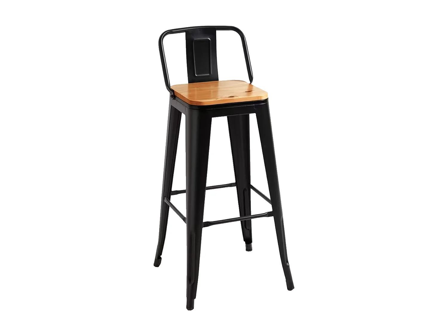 Taburetes Altos - Taburete Torix Respaldo Madera Natural - Negro