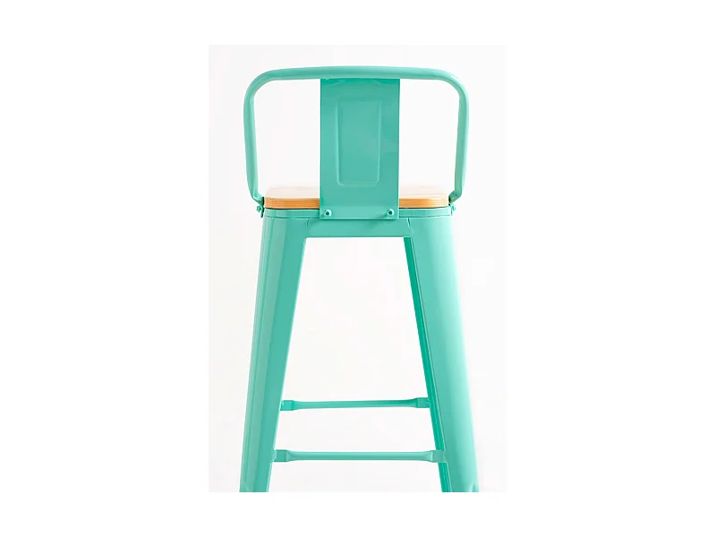 Lote de 2 Taburetes Torix Respaldo Madera Natural - Verde menta