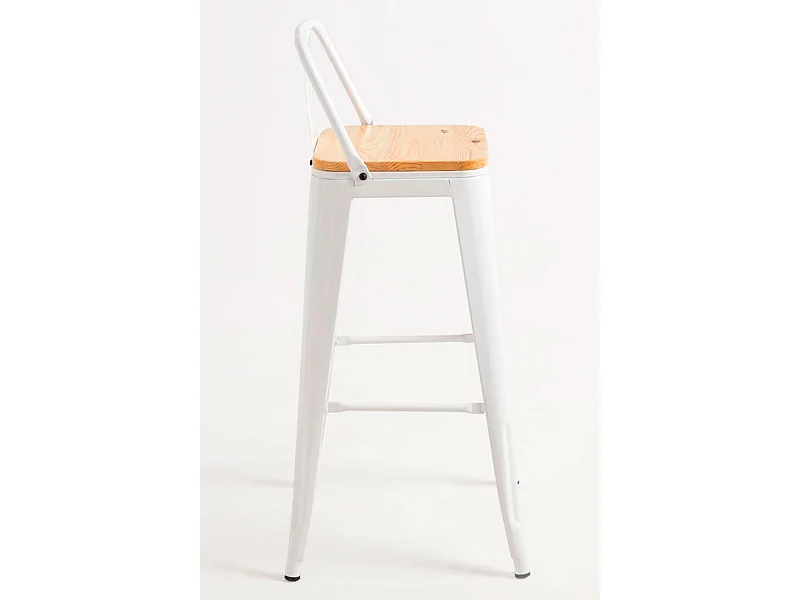 Lote de 2 Taburetes Torix Respaldo Madera Natural - Blanco