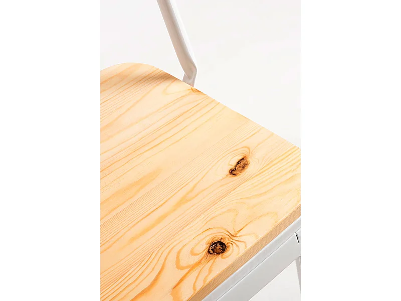 Lote de 2 Taburetes Torix Respaldo Madera Natural - Blanco