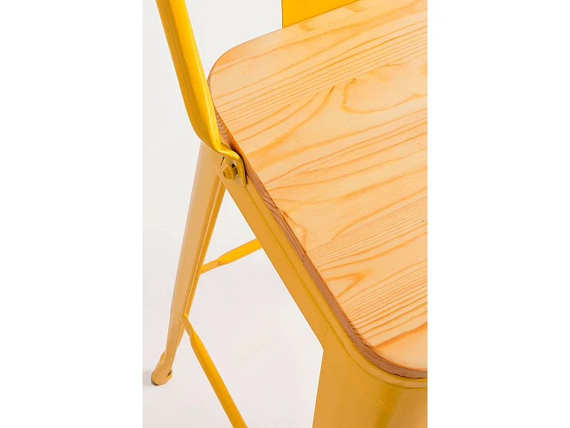 Lote de 2 Taburetes Torix Respaldo Madera Natural - Amarillo