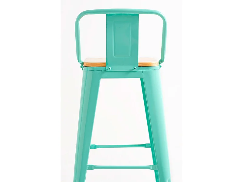 Lote de 4 Taburetes Torix Respaldo Madera Natural - Verde menta