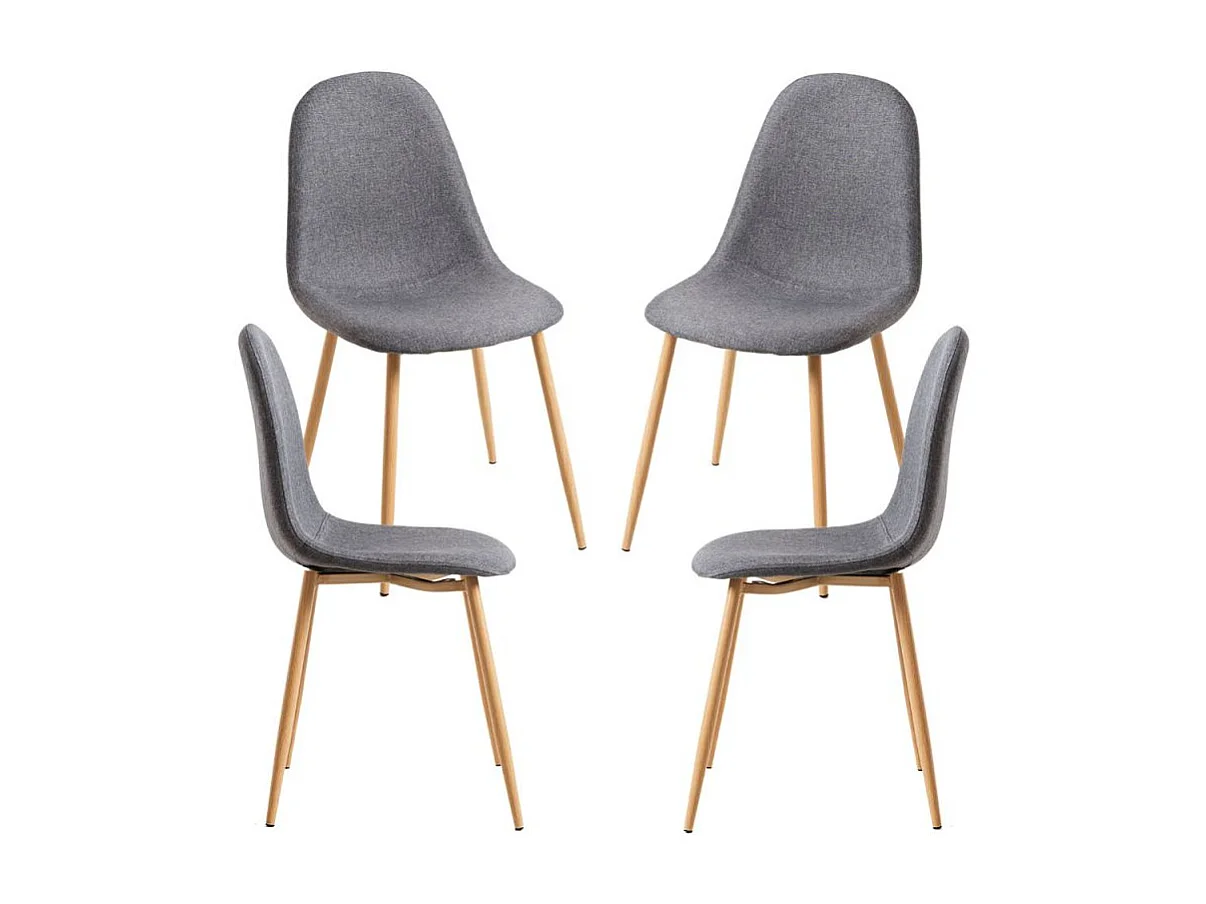 Packs Sillas Comedor - Pack 4 Sillas Teok Tela - Gris oscuro