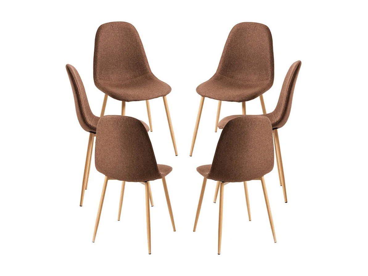 Packs Sillas Comedor - Pack 6 Sillas Teok Tela - Marrón