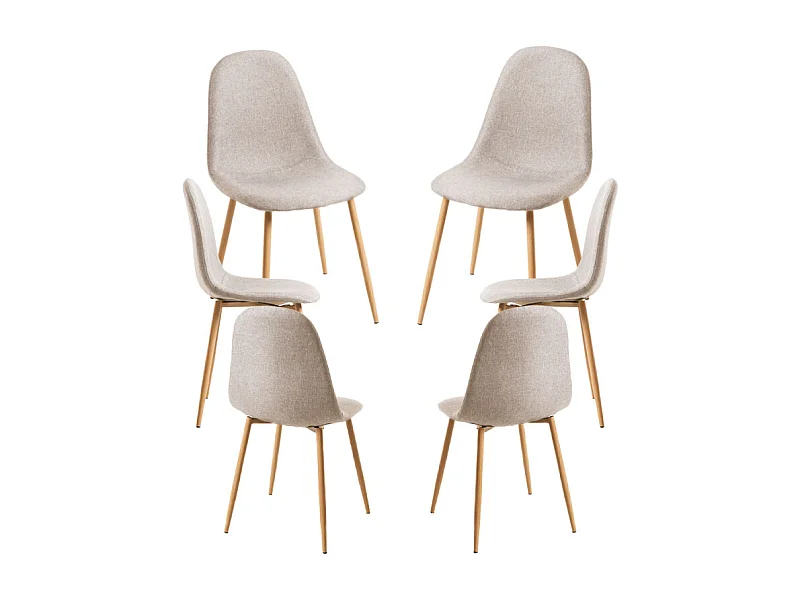Packs Sillas Comedor - Pack 6 Sillas Teok Tela - Beige