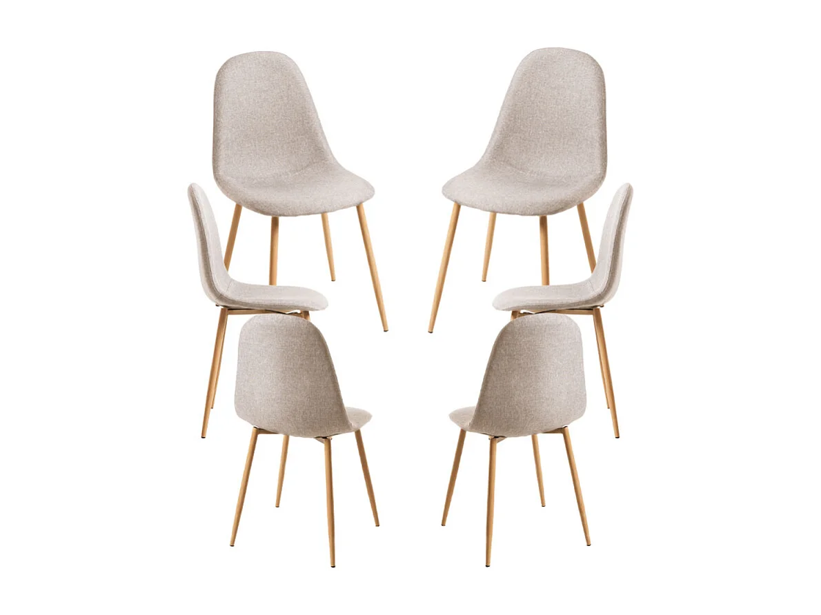 Packs Sillas Comedor - Pack 6 Sillas Teok Tela - Beige