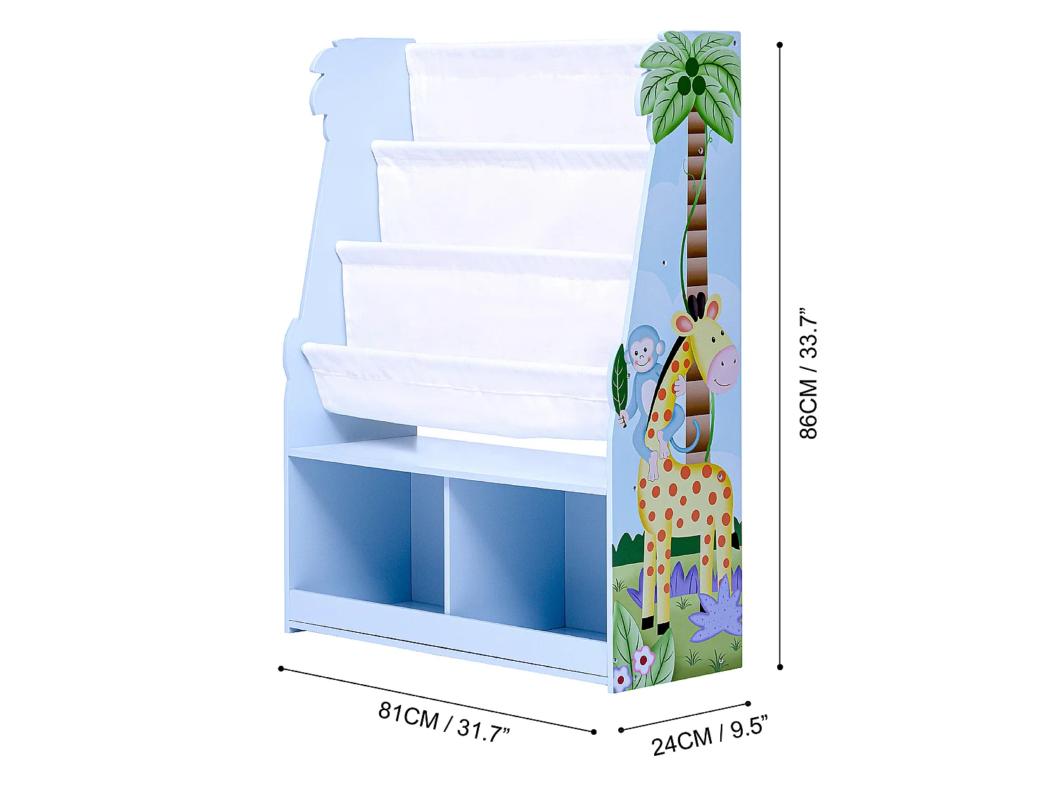 Etagère de rangement enfant garçon en bois Sunny Safari bleu