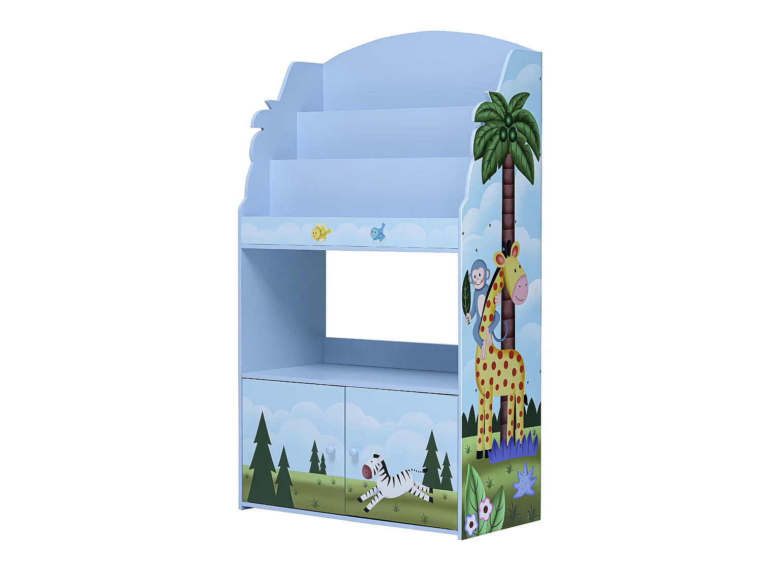 Teamson Kids Houten 3 Lagen Boekenkast Voor Kinder - Kinderslaapkamer Accessoires - Zonnige Safari Ontwerp
