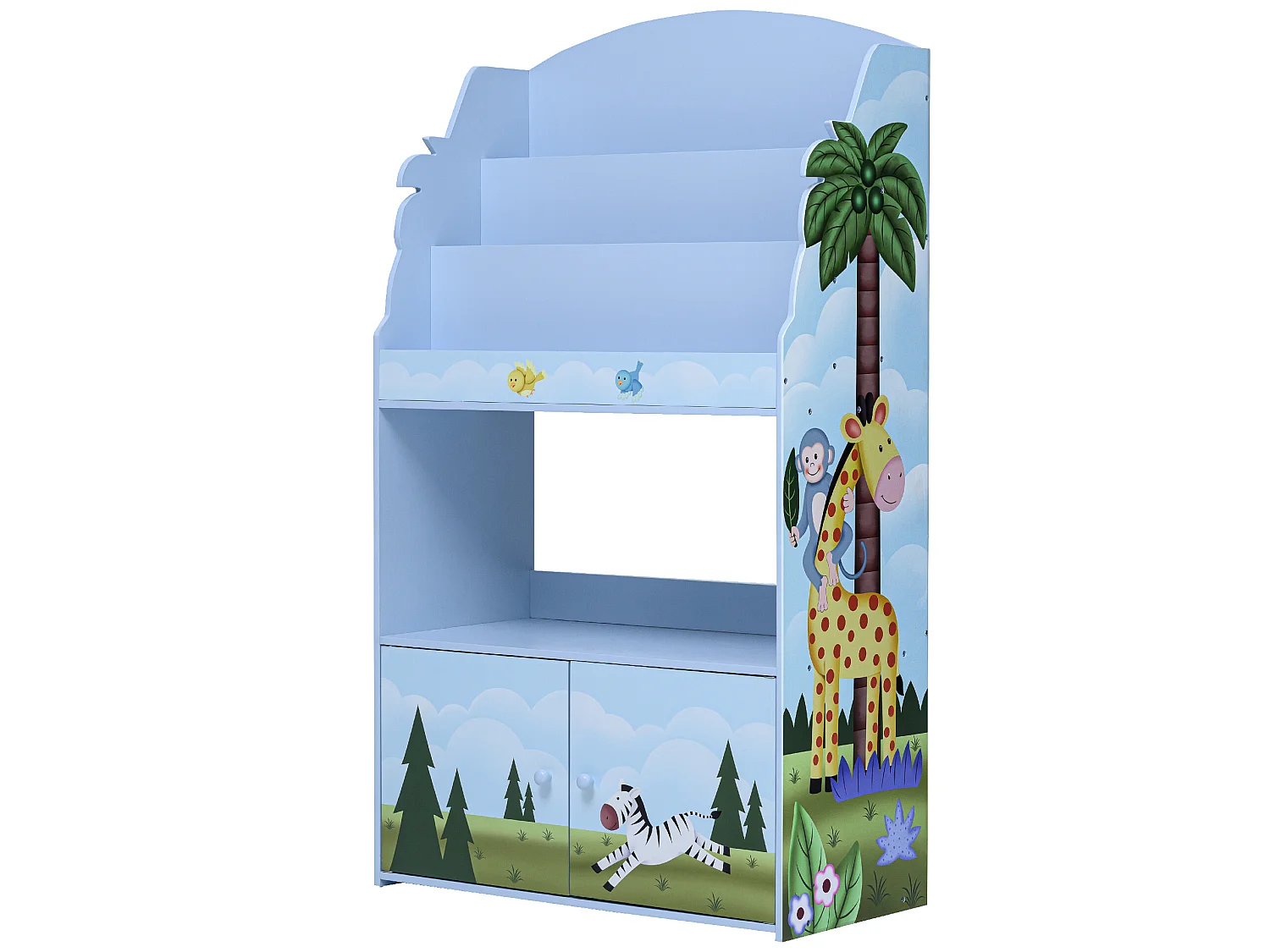 Teamson Kids Houten 3 Lagen Boekenkast Voor Kinder - Kinderslaapkamer Accessoires - Zonnige Safari Ontwerp