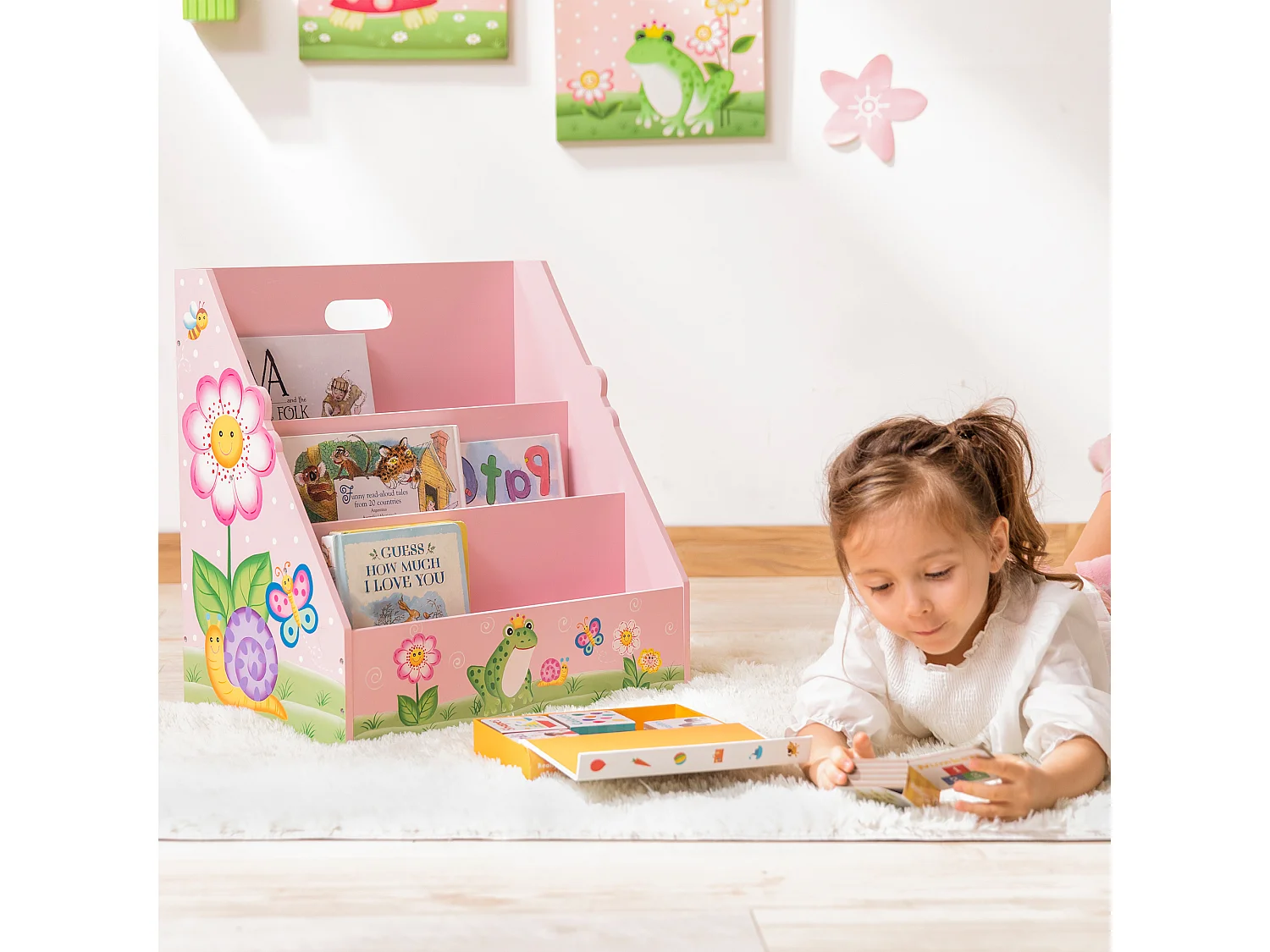 Meuble de rangement livres magazines étagère bibliothèque enfant fille