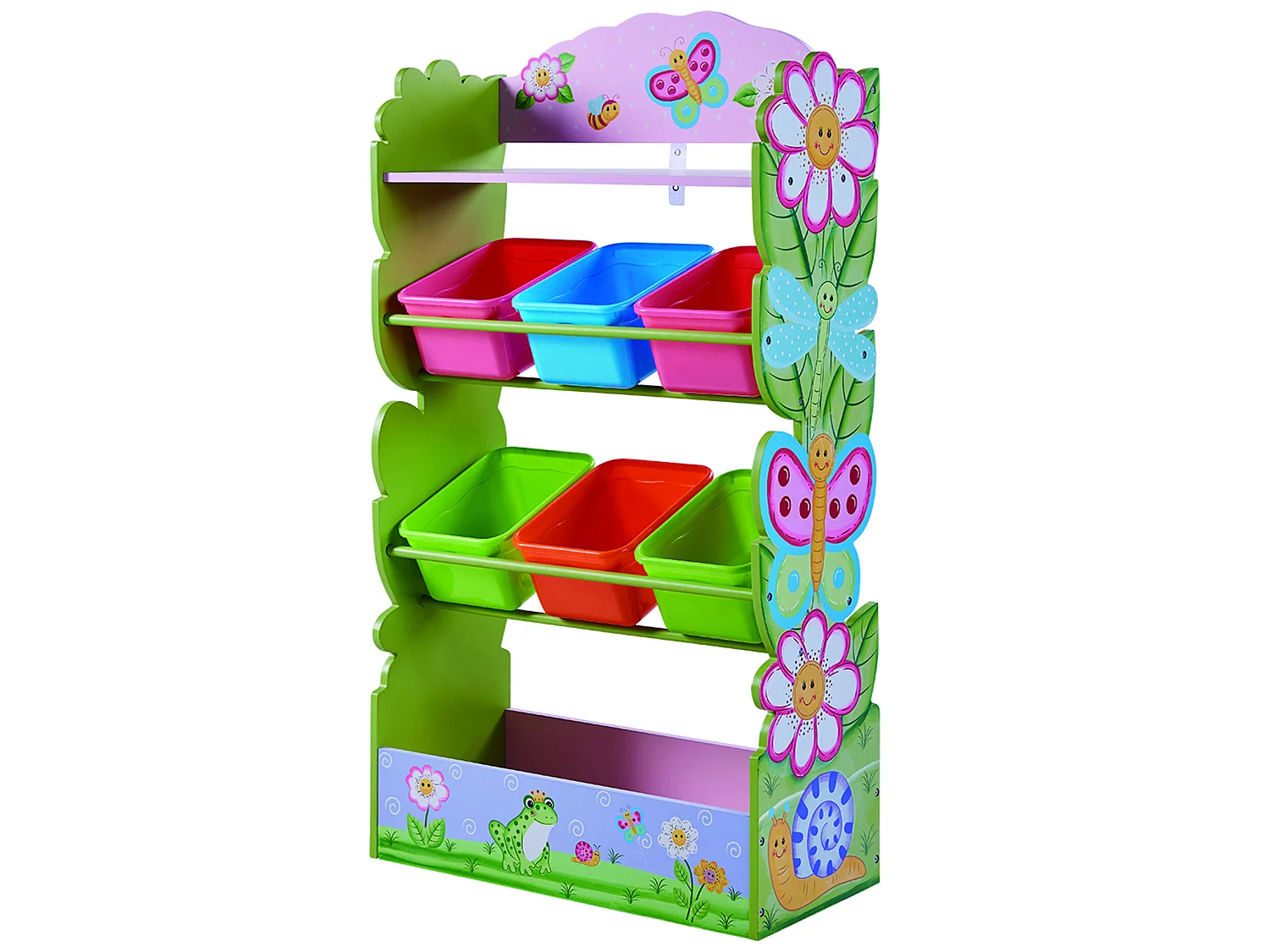 Meuble de rangement à jouets avec bacs bois fantaisie Jardin Magique TD-12710A