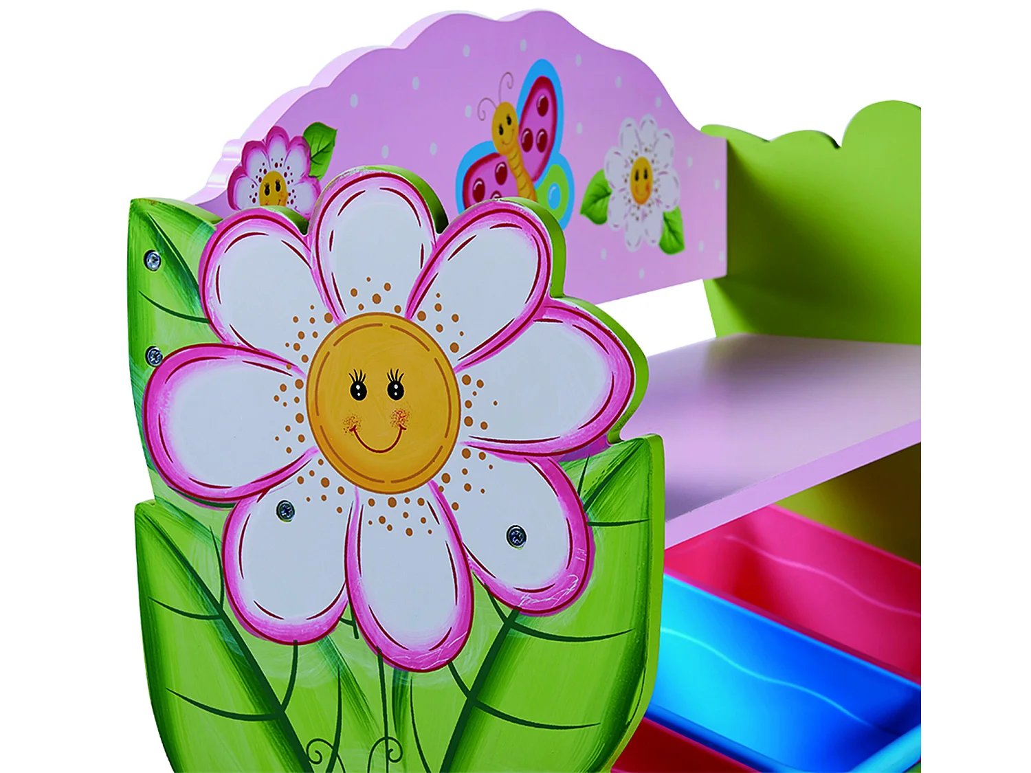 Meuble de rangement à jouets avec bacs bois fantaisie Jardin Magique TD-12710A