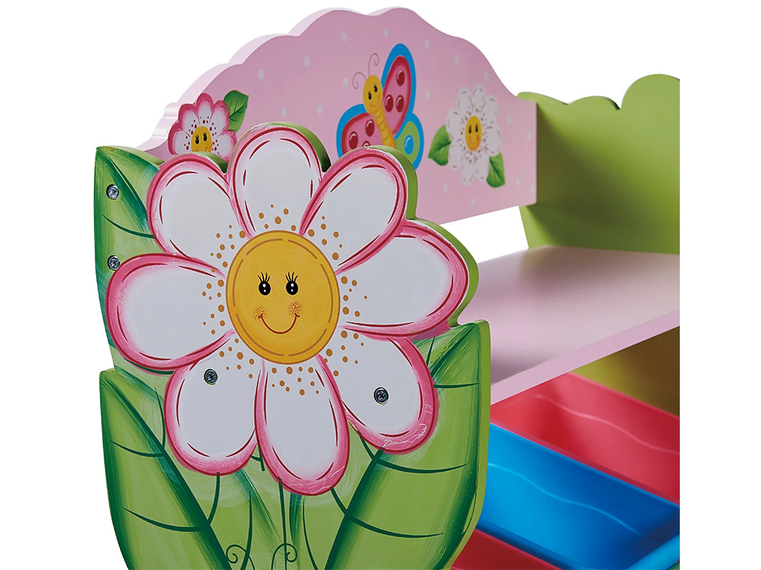 Meuble de rangement à jouets avec bacs bois fantaisie Jardin Magique TD-12710A