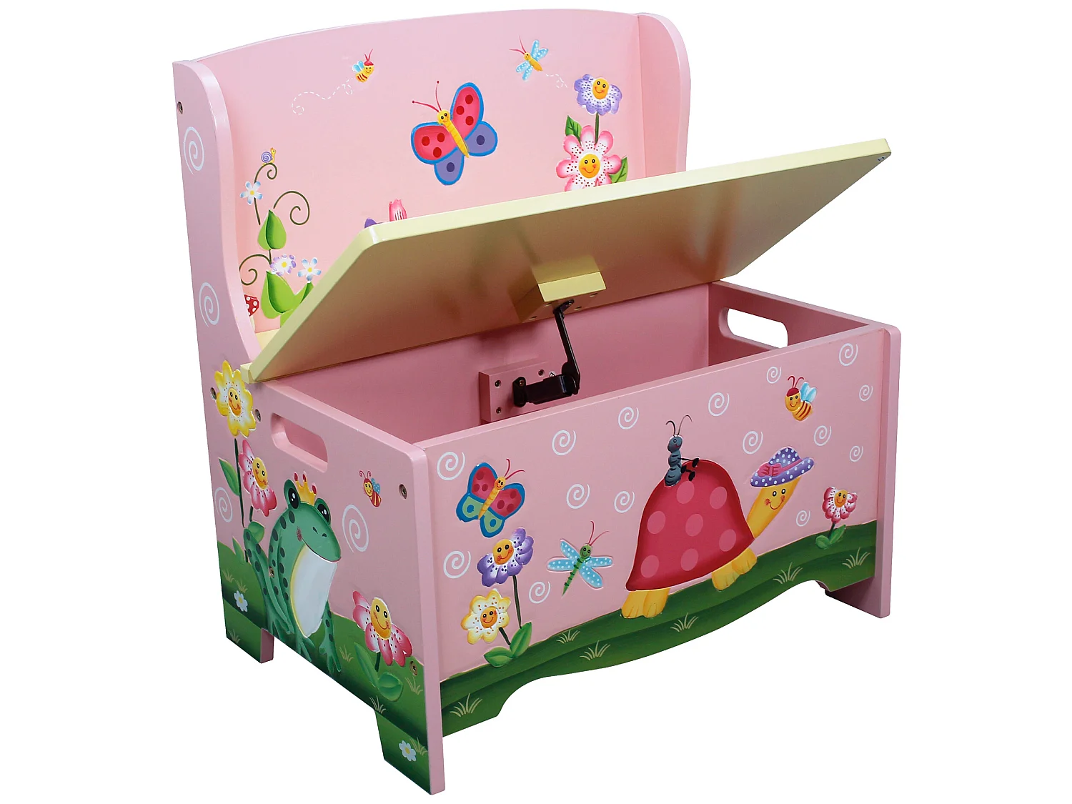 Banc de rangement enfant Magic Garden coffre à jouets bois fille bébé TD-11644A