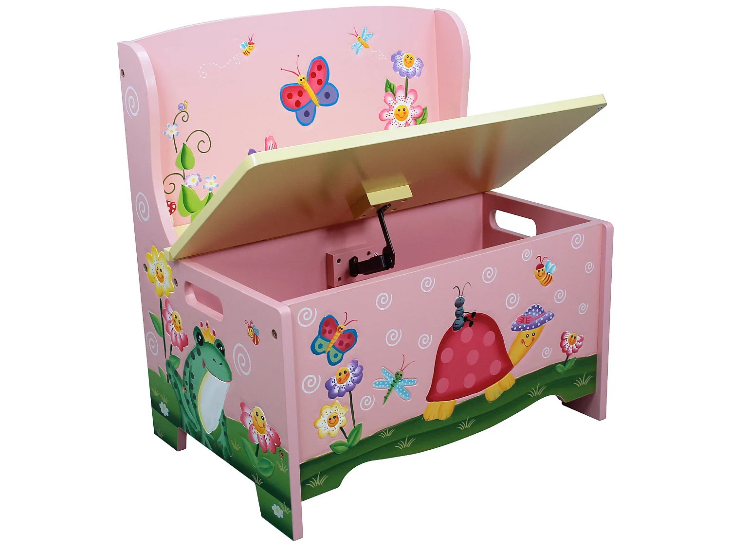 Banc de rangement enfant Magic Garden coffre à jouets bois fille bébé TD-11644A